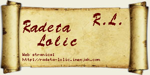 Radeta Lolić vizit kartica